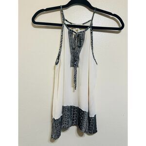 Monteau Women's Racer Back Sleeveless Top With Tribal Design Size M
